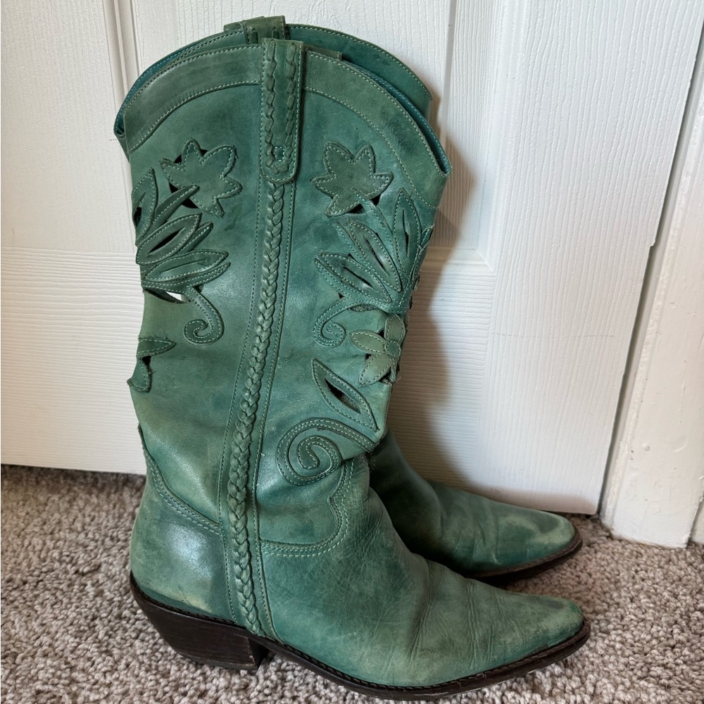 Matisse Teal Leather Cowboy Boots